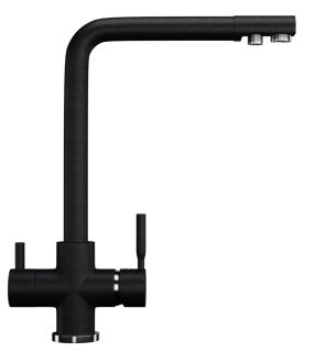 Смеситель для кухни Ulgran Classic U-016-308 с дополнительным краном для питьевой воды чёрный